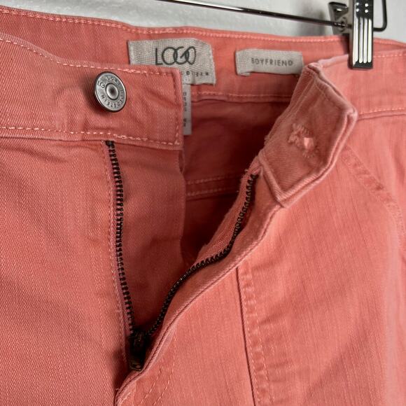 LOGO by Lori Goldstein Sz 10 Coral Pink Boyfriend Jean with Cuff or Frayed Hem - Picture 4 of 11